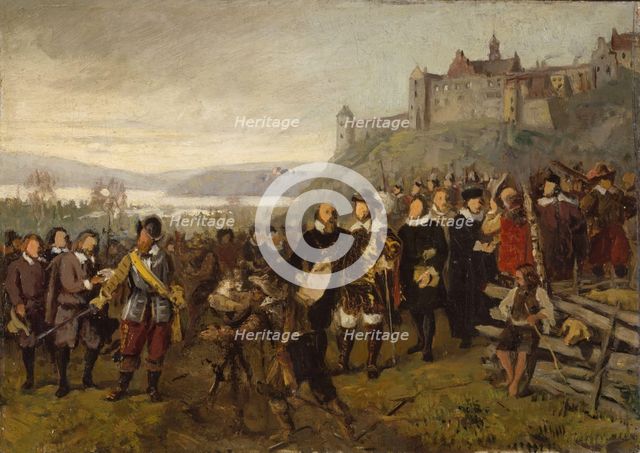 Christian IV founding Christiania. Sketch, probably 1876. Creator: Adolph Tidemand.