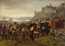 Christian IV founding Christiania. Sketch, probably 1876. Creator: Adolph Tidemand