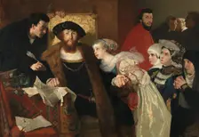 Christian II signing the Death Warrant of Torben Oxe, 1875-1876. Creator: Eilif Peterssen