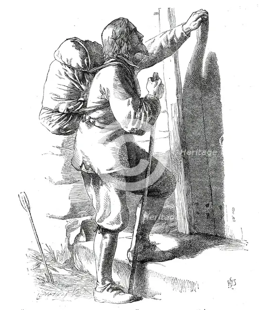 "Christian Knocking at the Gate", from "The Pilgrim's Progress", 1860. Creator: Unknown.