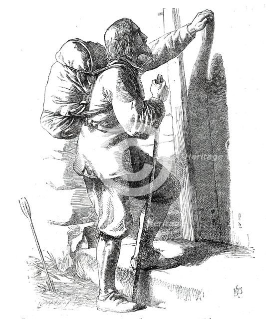 "Christian Knocking at the Gate", from "The Pilgrim's Progress", 1860. Creator: Unknown.