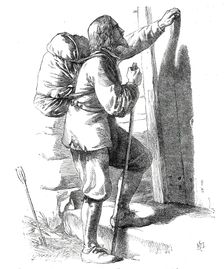 "Christian Knocking at the Gate", from "The Pilgrim's Progress", 1860. Creator: Unknown