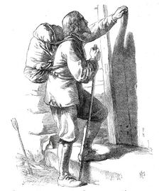 "Christian Knocking at the Gate", from "The Pilgrim's Progress", 1860. Creator: Unknown