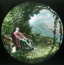 Christian rests in the arbour and loses his scroll c1910. Creator: Unknown