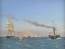 Christian VIII Aboard his Steamship "Ægir" Watching the Manoeuvres of a Squadron near Copen...1844. Creator: CW Eckersberg