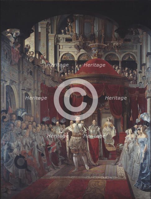 Christian VIII og Caroline Amalies salving i Frederiksborg Slotskirke den 28. juni 1840, 1840-1843. Creator: Sophus Schack.