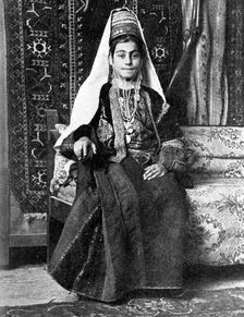 Christian woman in a wedding dress, Palestine, 1936.Artist: Donald McLeish