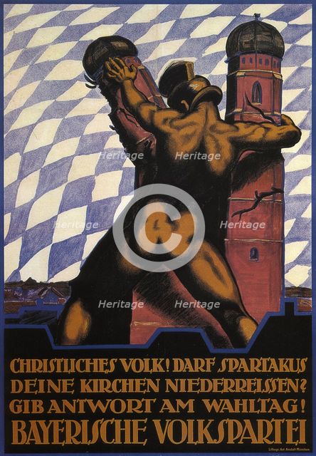 Christians! Shall Spartacus tear down your churches?, 1919. Artist: Keimel, Hermann (1889-1948)
