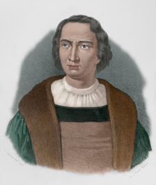 Christopher Columbus, (1451-1506), Navigator, cartographer and admiral, 1867. Creator: Jose Cebrian