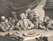 Christopher Columbus cracking the egg, 1753. Creator: William Hogarth