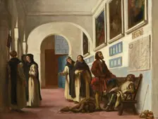 Christopher Columbus and His Son at La Rábida, 1838. Creator: Eugene Delacroix