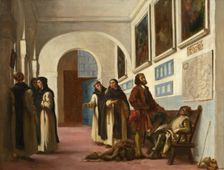 Christopher Columbus and His Son at La Rábida, 1838. Creator: Eugene Delacroix