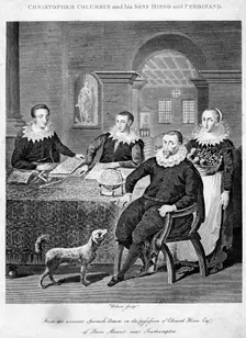 Christopher Columbus and his sons Diego and Ferdinand, 15th century