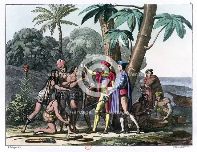 Christopher Columbus arriving in the New World, 1492 (1817-1826). Artist: Bonatti