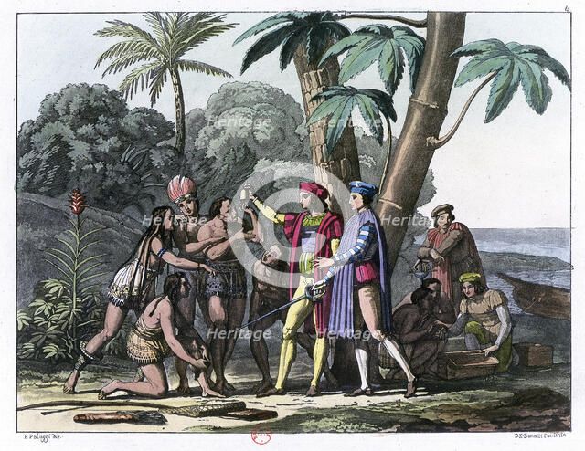 Christopher Columbus arriving in the New World, 1492 (1817-1826). Artist: Bonatti