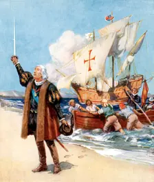 Christopher Columbus landing in America, 1492, (c1920)