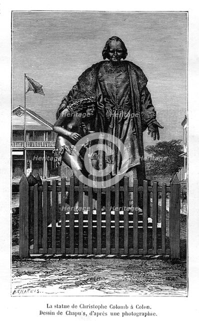 Christopher Columbus statue, Colón, Panama, 19th century. Artist: Chapuis