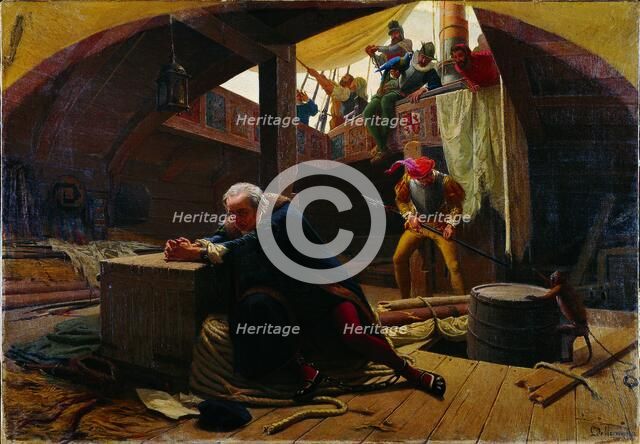 Christopher Columbus returned from America (Christopher Columbus in chains), 1863. Artist: Delleani, Lorenzo (1840-1908)