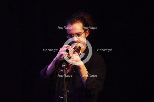Christos Stylianides, Daisy George Quintet, New Generation Jazz Festival, Shoreham by Sea, 2022. Creator: Brian O'Connor.