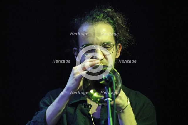Christos Stylianides, Daisy George Quintet, New Generation Jazz Festival, Shoreham by Sea, 2022. Creator: Brian O'Connor.