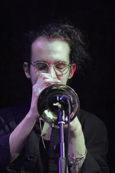 Christos Stylianides, Daisy George Quintet, New Generation Jazz Festival, Shoreham by Sea, 2022. Creator: Brian O'Connor