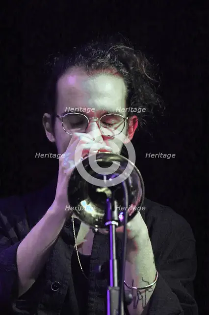 Christos Stylianides, Daisy George Quintet, New Generation Jazz Festival, Shoreham by Sea, 2022. Creator: Brian O'Connor.
