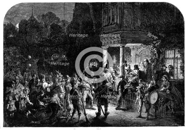 Christmas mummers - drawn by A. Hunt, 1861. Creator: Mason Jackson.