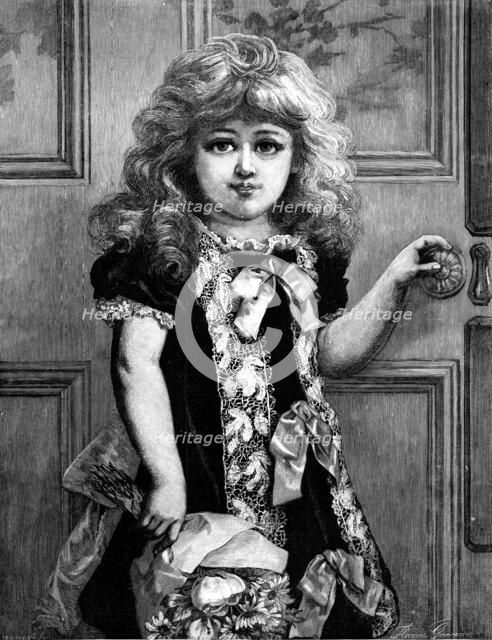Christmas Morning: A Bouquet For Mamma, drawn by Florence Gravier, 1883. Creator: Eugène Froment.