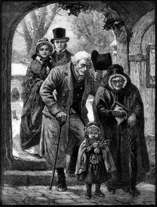 Christmas Morning: Three Generations, drawn by A. Hunt, 1883. Creator: Eugène Froment