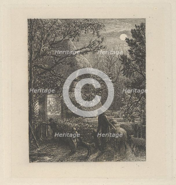 Christmas, or Folding the Last Sheep, 1850. Creator: Samuel Palmer.