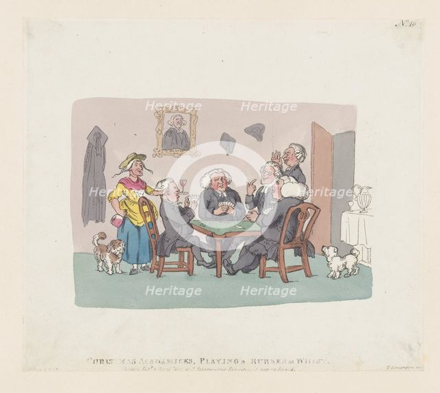 Christmas Academics Playing a Rubber at Whist, April 1, 1803., April 1, 1803. Creator: Thomas Rowlandson.