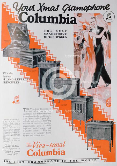 Christmas advert for Columbia Gramophones, 1929. Artist: Unknown
