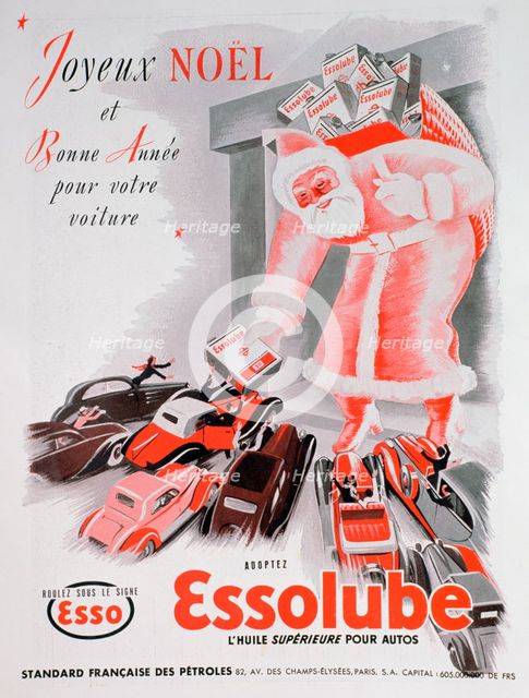 Christmas advert for Essolube motor oil, 1938. Artist: Unknown