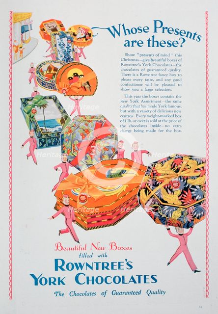 Christmas advert for Rowntree's York Chocolates, 1928. Artist: Unknown