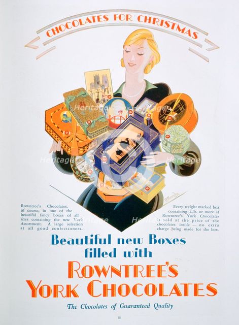 Christmas advert for Rowntree's York Chocolates, 1928. Artist: Unknown