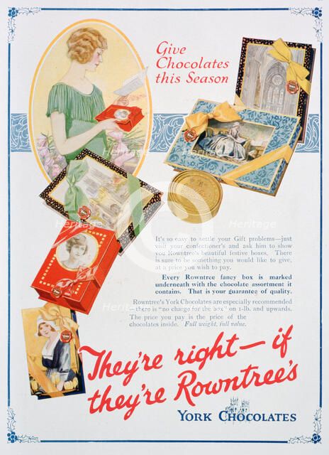 Christmas advert for Rowntree's York Chocolates, 1924. Artist: Unknown