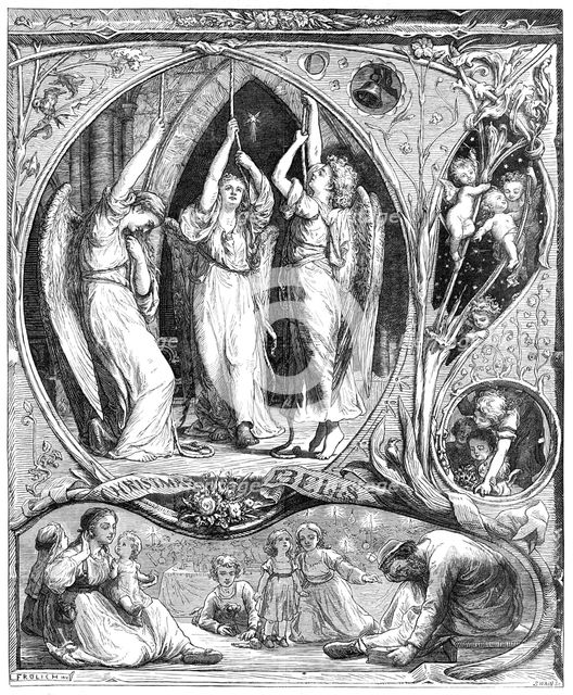 Christmas Bells, drawn by Lorenz Frölich, 1872. Creator: Joseph Swain.