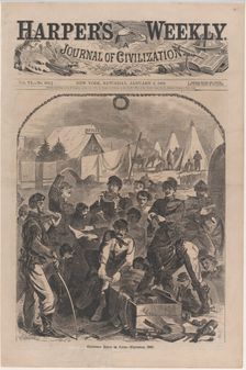 Christmas Boxes in Camp - Christmas, 1861 (Harper's Weekly, Vol. VI), January 4, 1862. Creator: Unknown