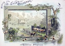 Christmas card, Colonial Progress c1900s. Creator: Charles Henry Kennett Watkins