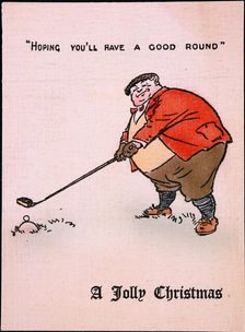 Christmas card with a golfing theme, c1910