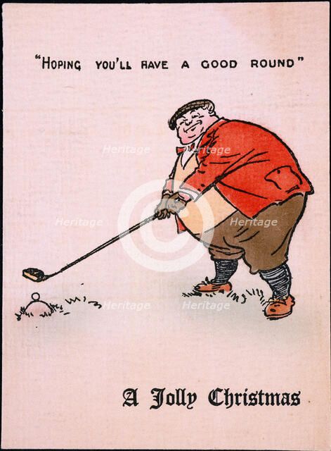 Christmas card with a golfing theme, c1910. Artist: Unknown