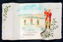 Christmas card with a golfing theme, England, c1900. Creator: Unknown