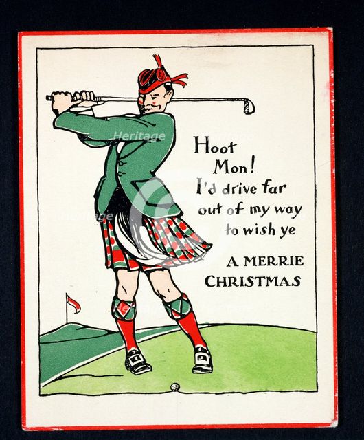 Christmas card with golfing theme, c1910. Creator: Unknown.