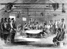 Christmas-Day in the Crimea - Dinner of Captain Brown's Company, 57th Regiment - sketched by J. A. C Creator: Unknown
