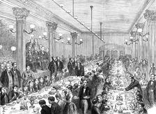 Christmas dinner given to the newsboys of Manchester, 1874. Creator: Unknown