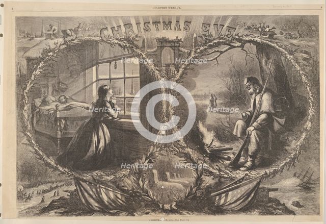 Christmas Eve, 1862 (from Harper's Weekly), January 3, 1863. Creator: Thomas Nast.