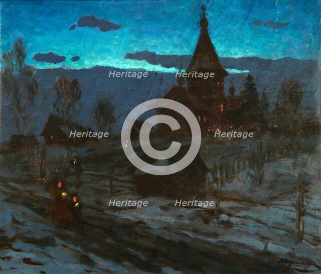 Christmas Eve, 1910s. Artist: Pershin, Alexander Stepanovich (1882-?)