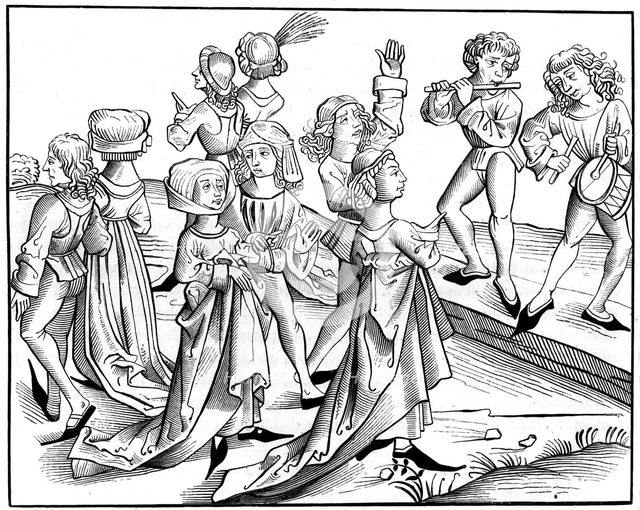 Christmas Eve dance, 1493 (1849).Artist: Pierre Wolgmuth