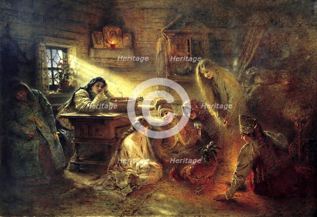 'Christmas Eve Fortune Telling', 19th century.  Artist: Konstantin Makovsky