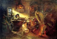 Christmas Eve Fortune Telling 19th century. Artist: Konstantin Makovsky